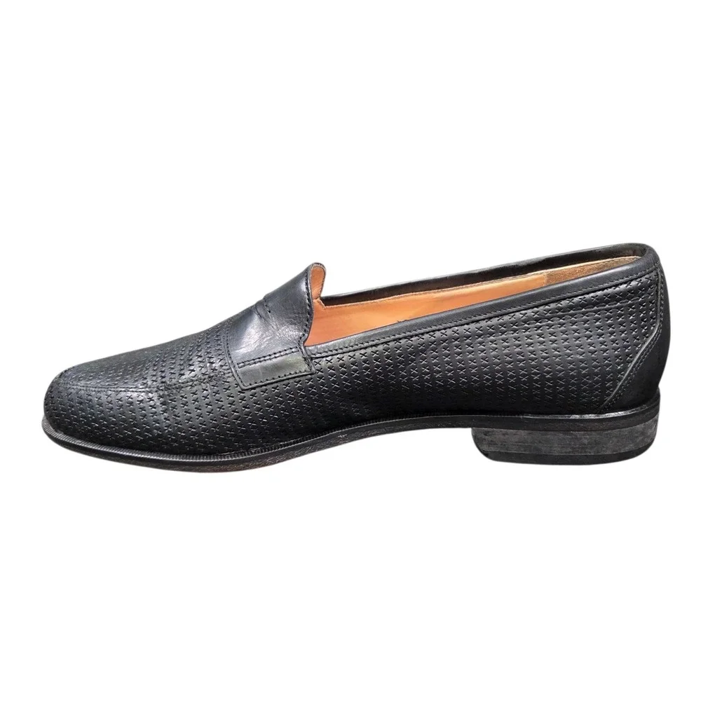 Martin Dingman Woven Leather‎ Dress Penny Loafer Shoes Men's 8.5 Black Designer